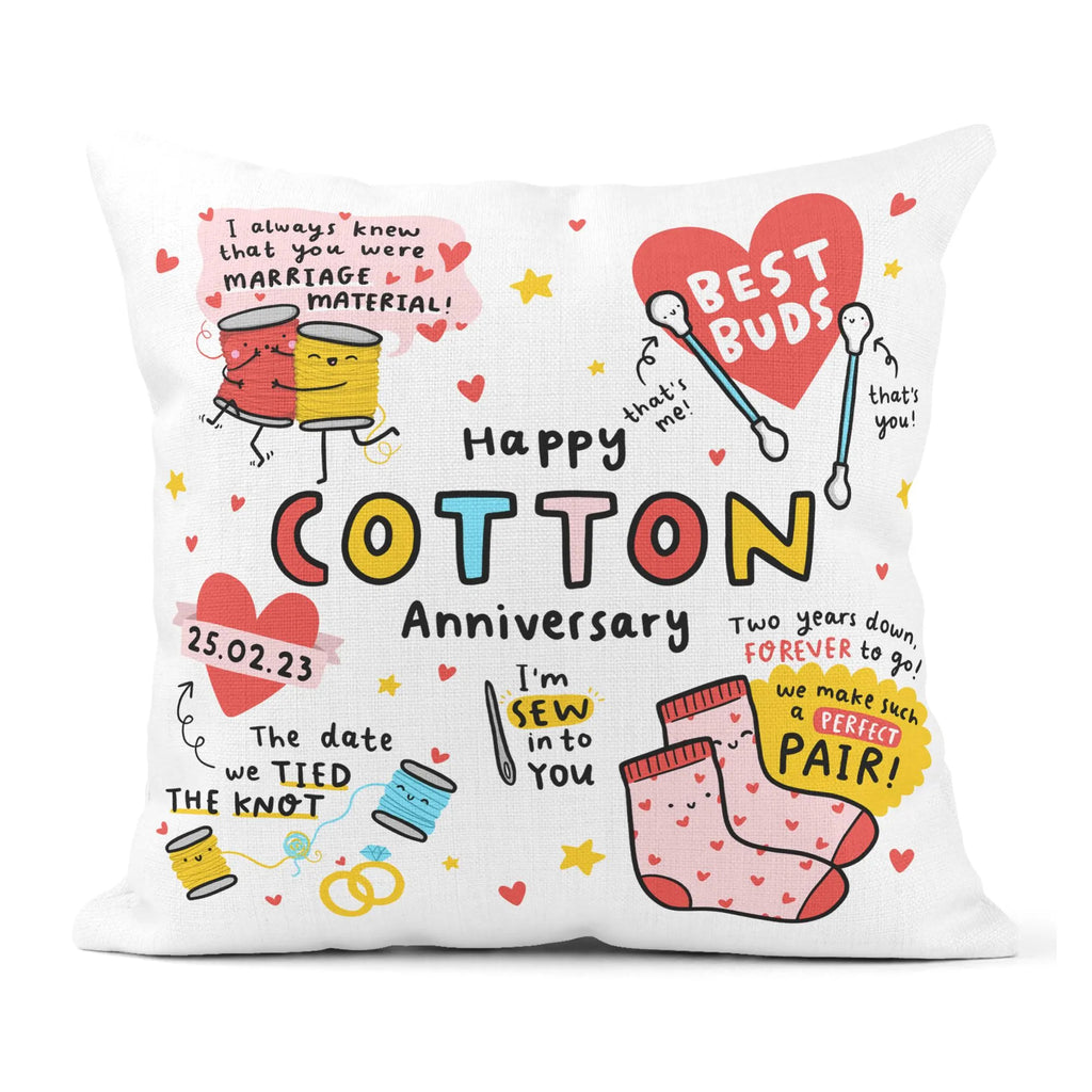 Happy Cotton Anniversary Personalised Cushion
