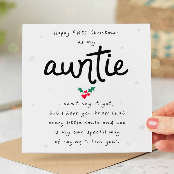 Second Ave Weihnachtskarte 'Happy First Christmas As My Auntie' Mit Pinguin-Motiv – 210 X 148 Mm, Aus 350 G/m² Leinenkarton, Mit Umschlag