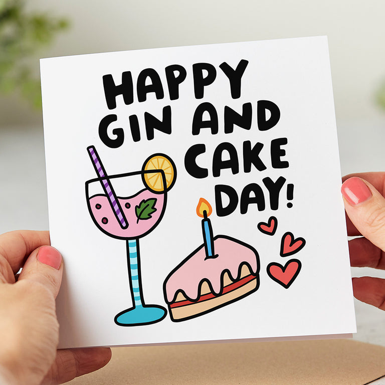 Gin and Cake Day Birthday Card