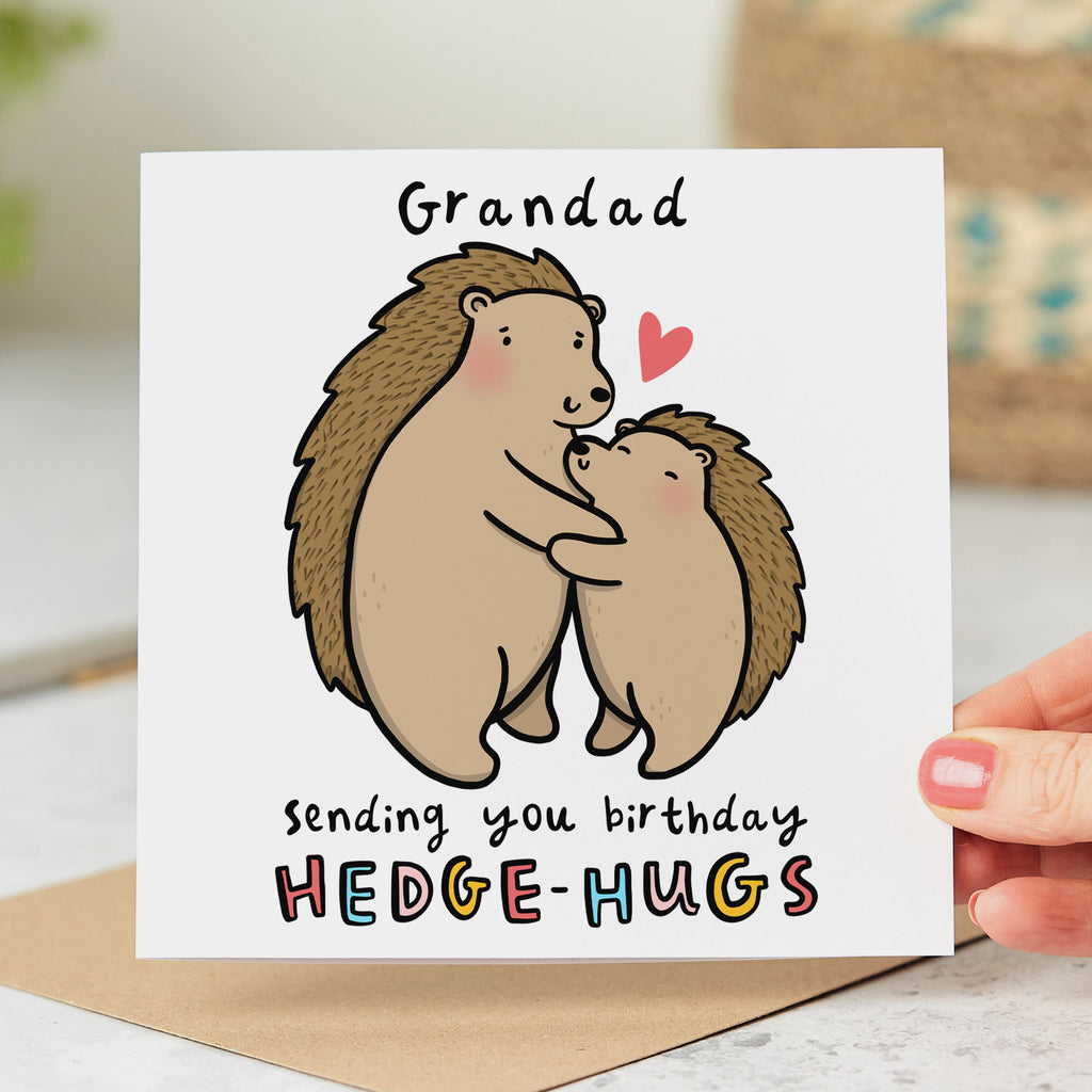 Grandad Hedge Hugs Birthday Card