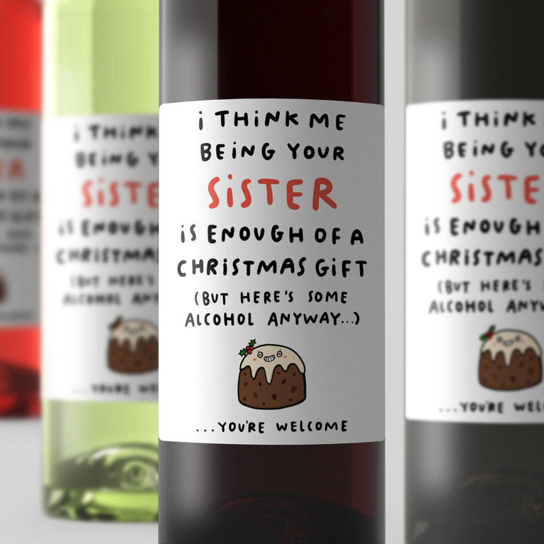 Sister Enough Christmas Wine Label