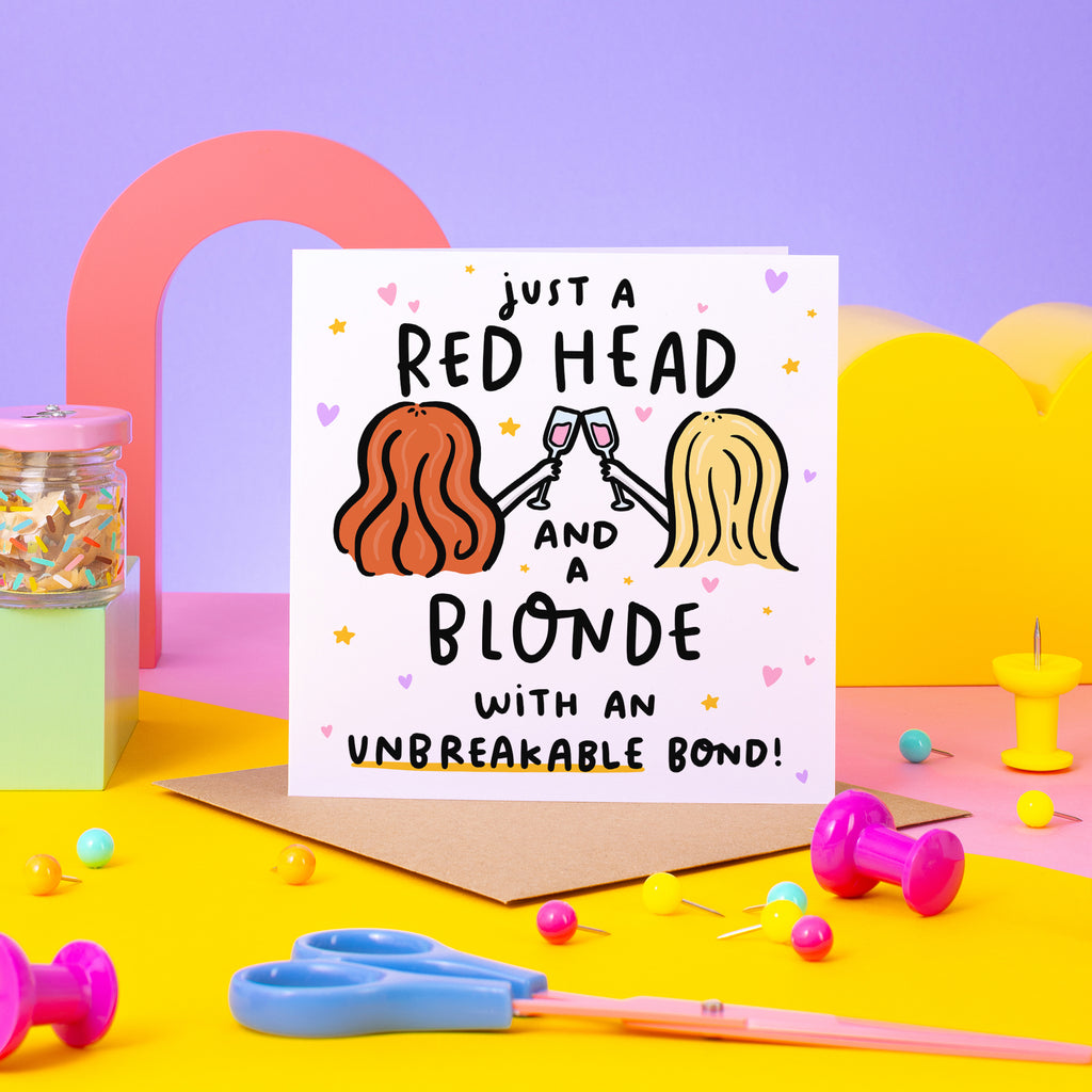Red Head and Blonde with Unbreakable Bond Card