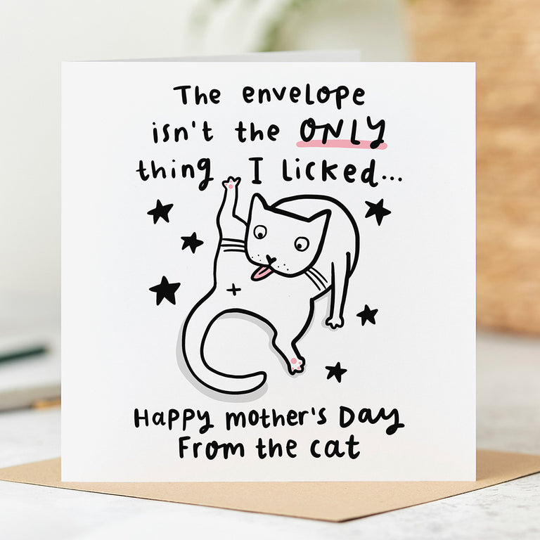 Cat Licked The Envelope Mother's Day Card