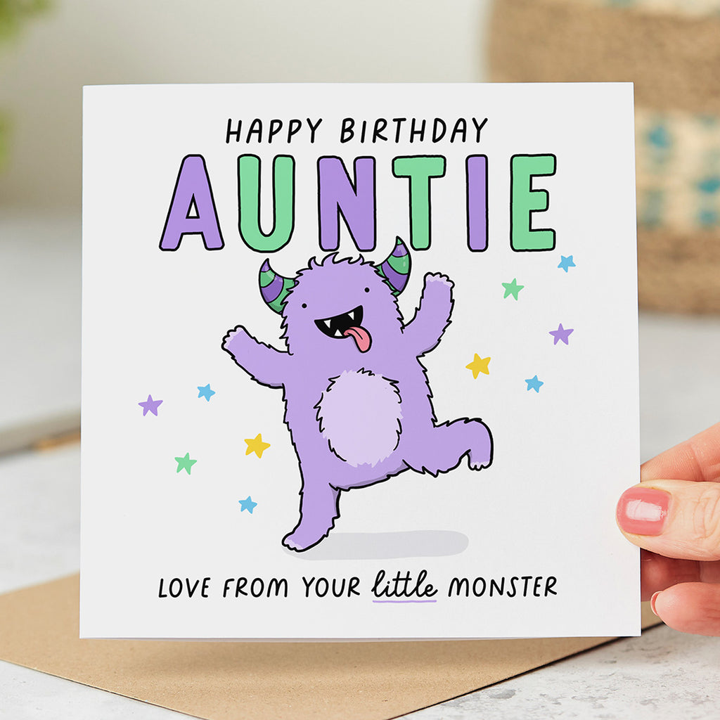 Auntie Little Monster Birthday Card