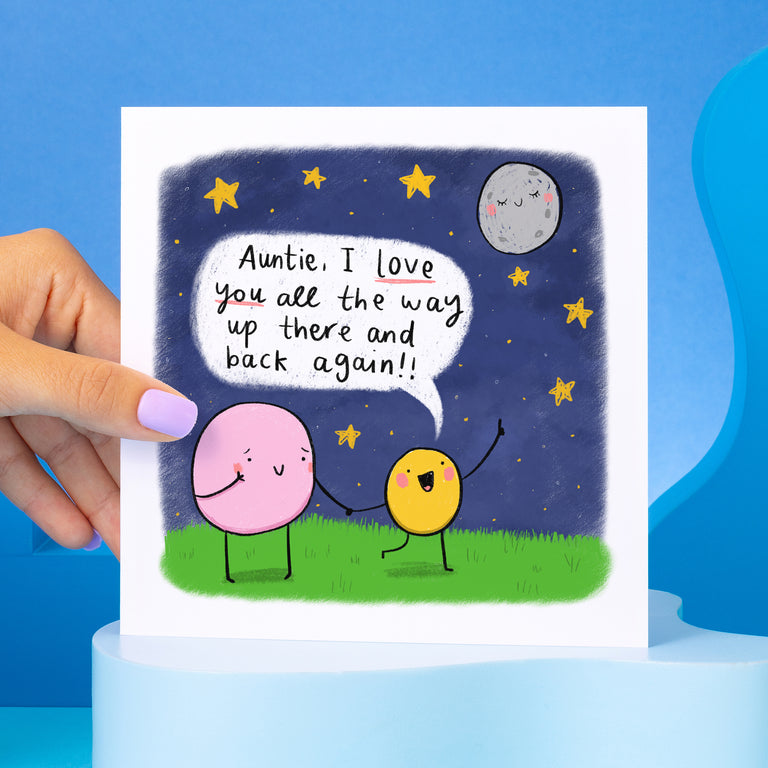 Auntie Moon and Stars Birthday Card