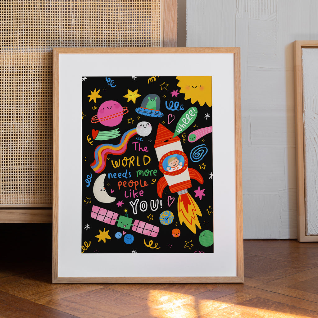 Personalised Astronaut Space Art Print | Kids Affirmation Nursery Poster