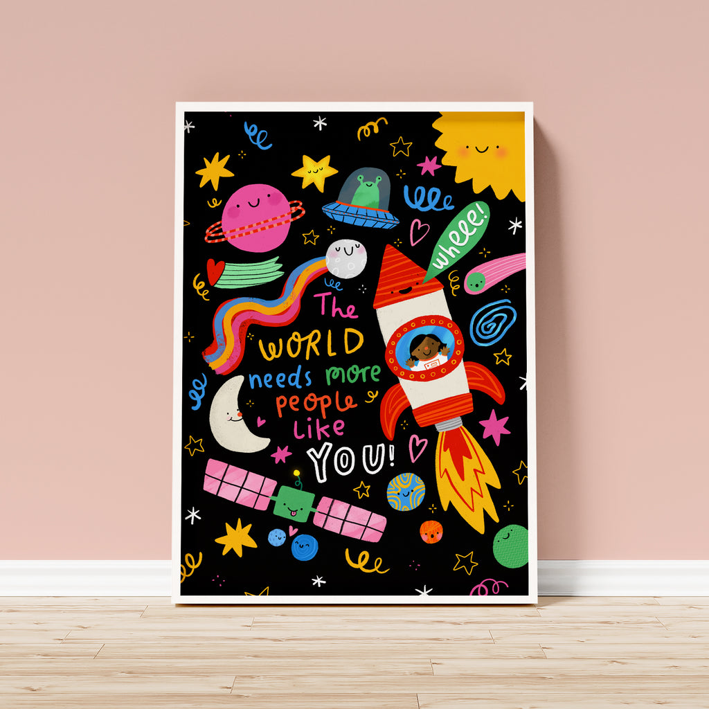 Personalised Astronaut Space Art Print | Kids Affirmation Nursery Poster
