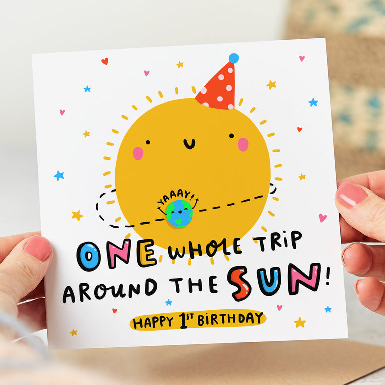 One Trip Around The Sun First Birthday Card