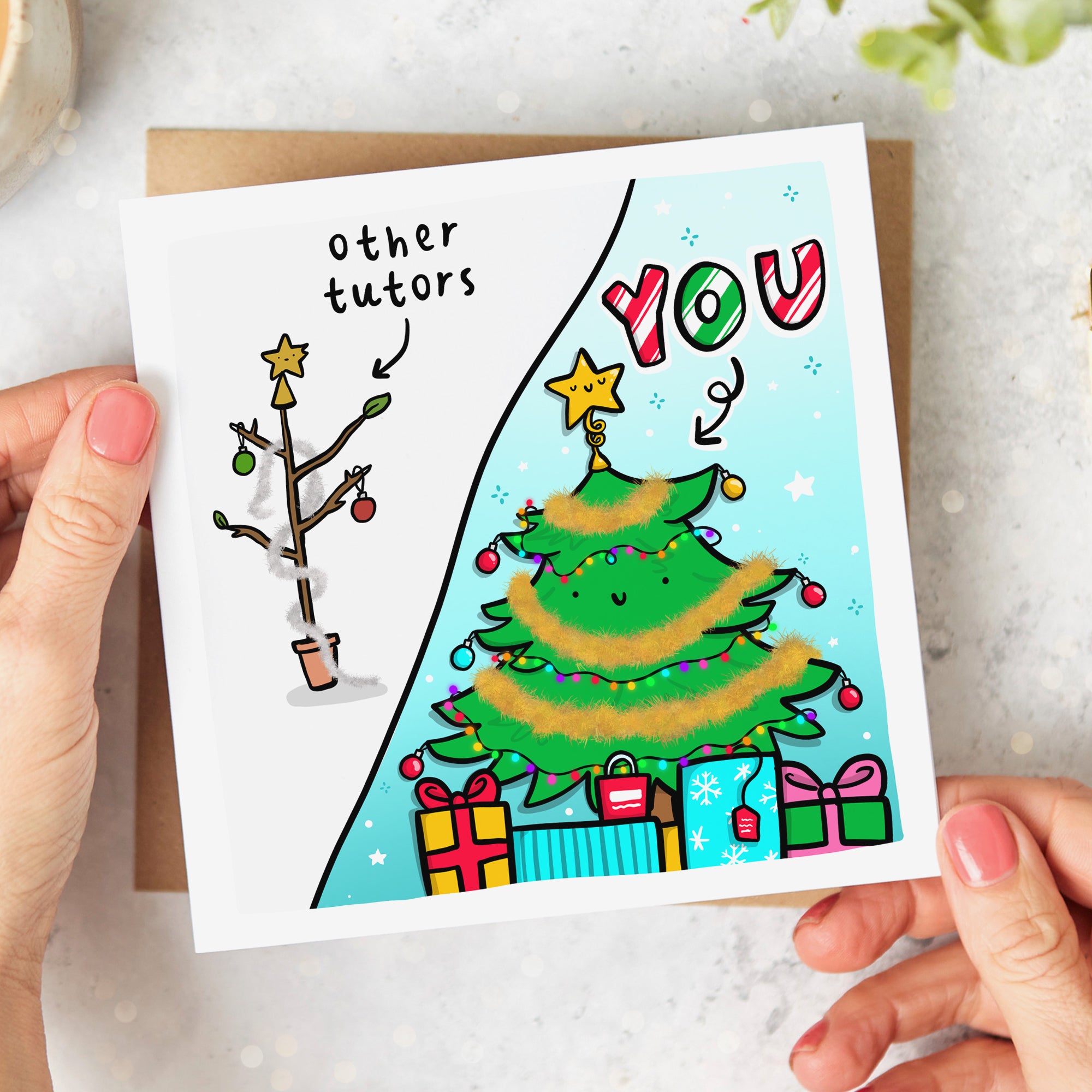 Tutor Tree Other Tutors and You | Funny Christmas Tree Card & Arrow Gift Co