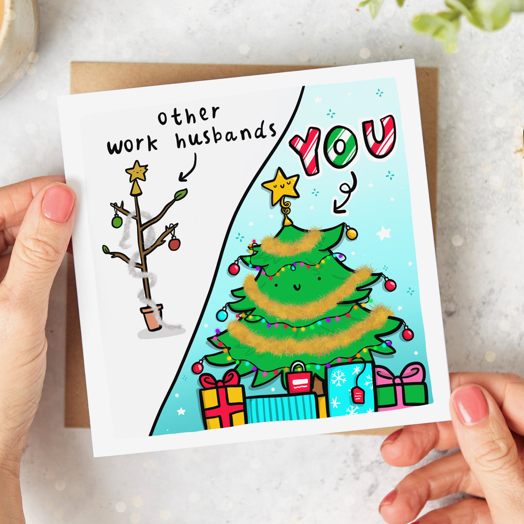 Work Husband Christmas Tree Card