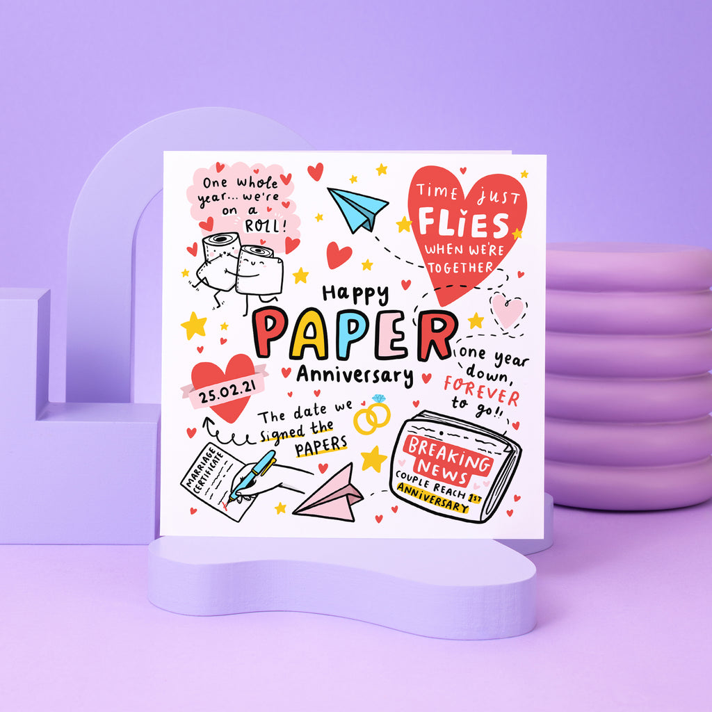 Paper Anniversary Personalised Date Card