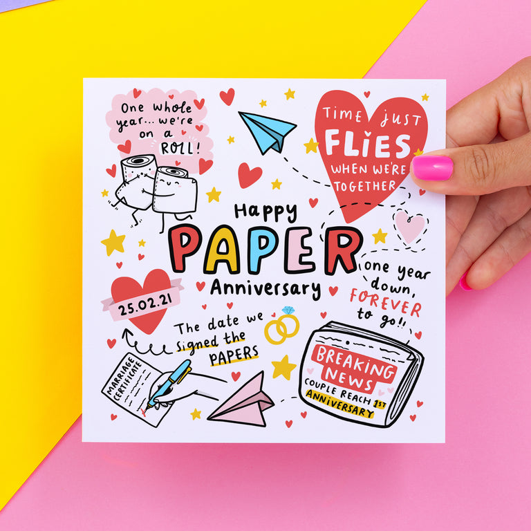 Paper Anniversary Personalised Date Card
