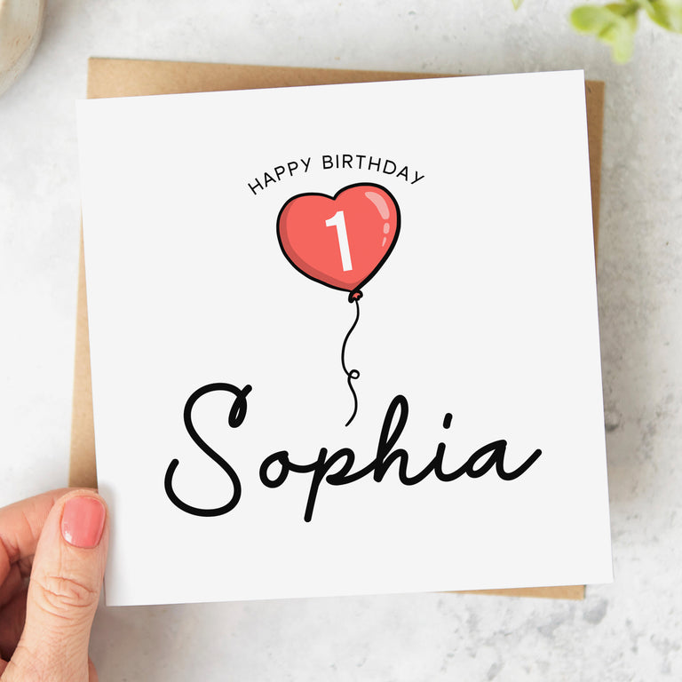 1st Birthday Personalised Balloon Card