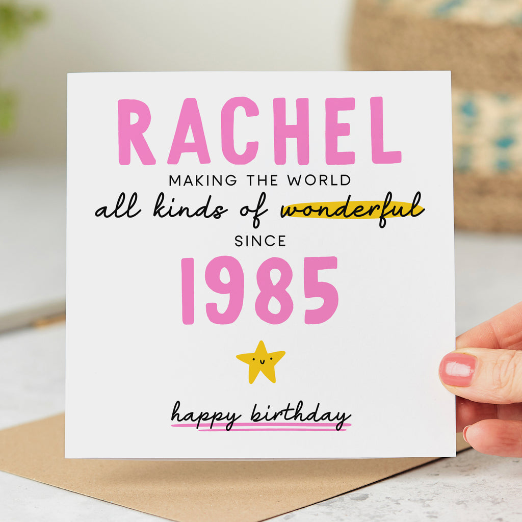 Personalised 40th Birthday Card - Wonderful 1985