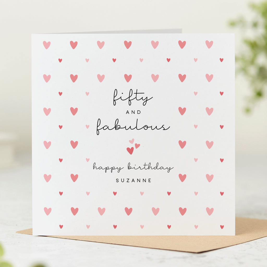Fifty and Fabulous Personalised Birthday Card
