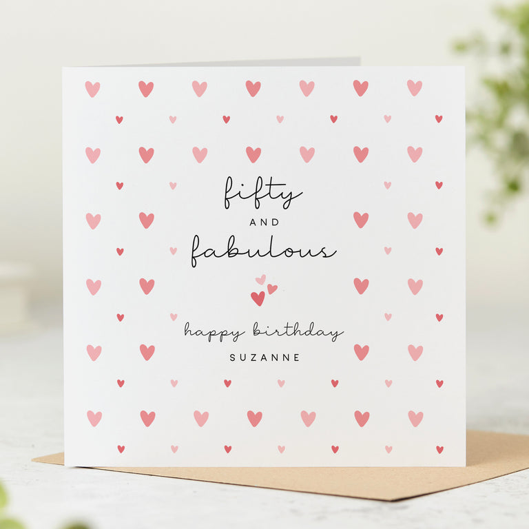 Fifty and Fabulous Personalised Birthday Card