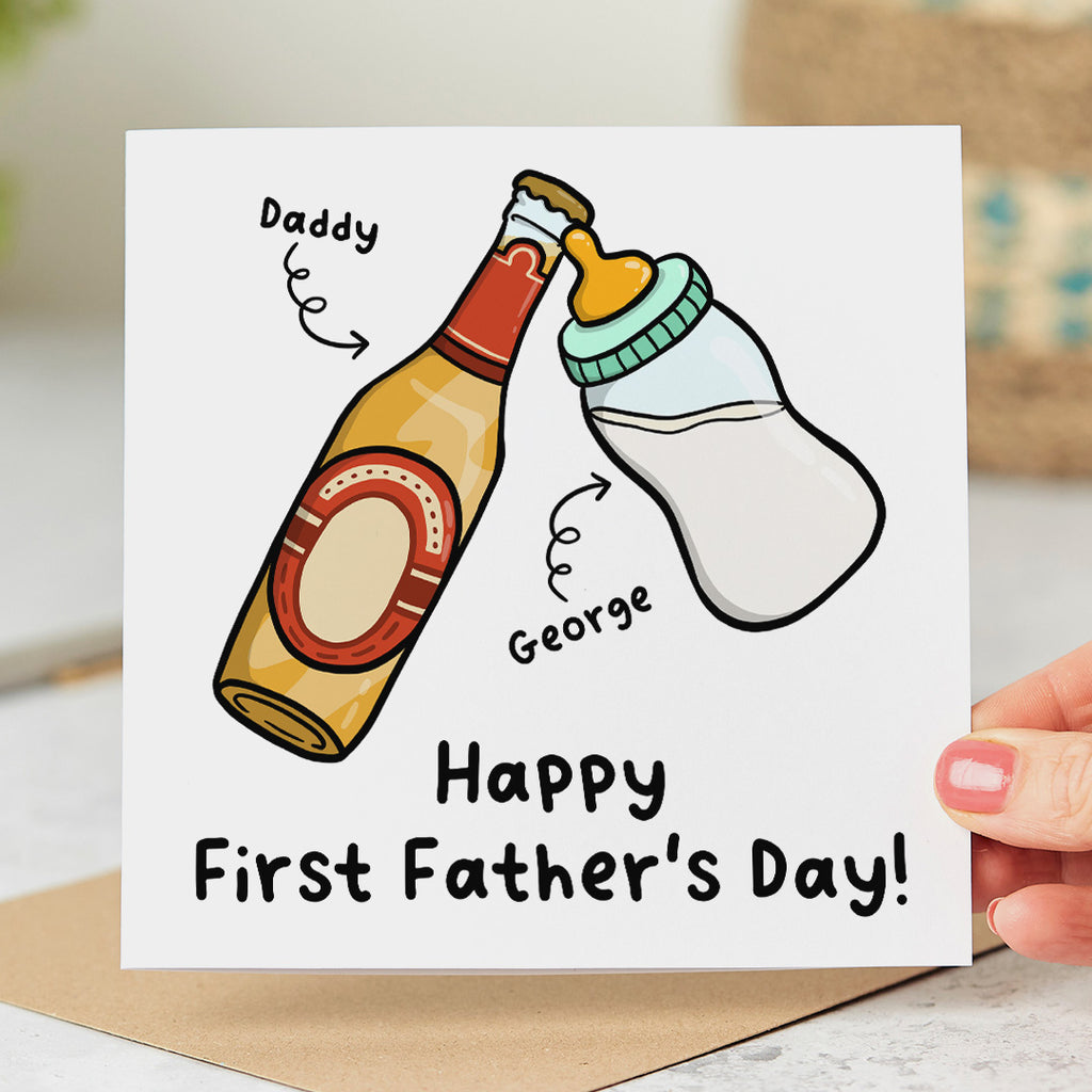 Beer & Bottle Personalised First Father's Day Card