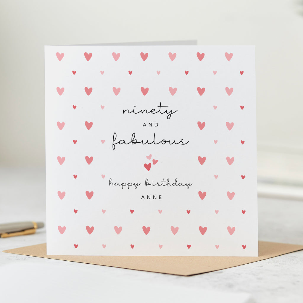 Ninety and Fabulous Personalised Birthday Card