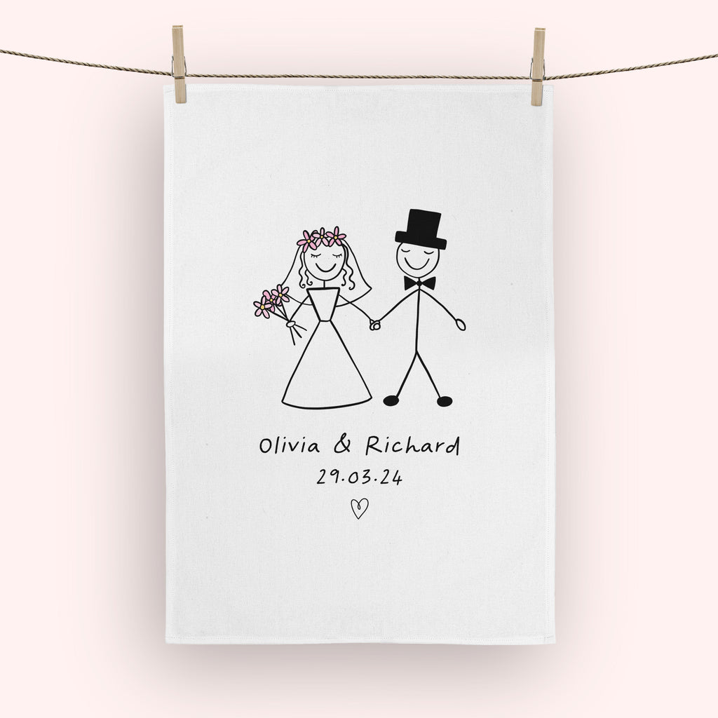 Personalised Bride and Groom Tea Towel