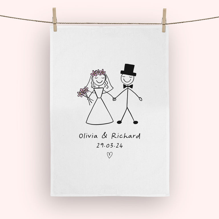 Personalised Bride and Groom Tea Towel