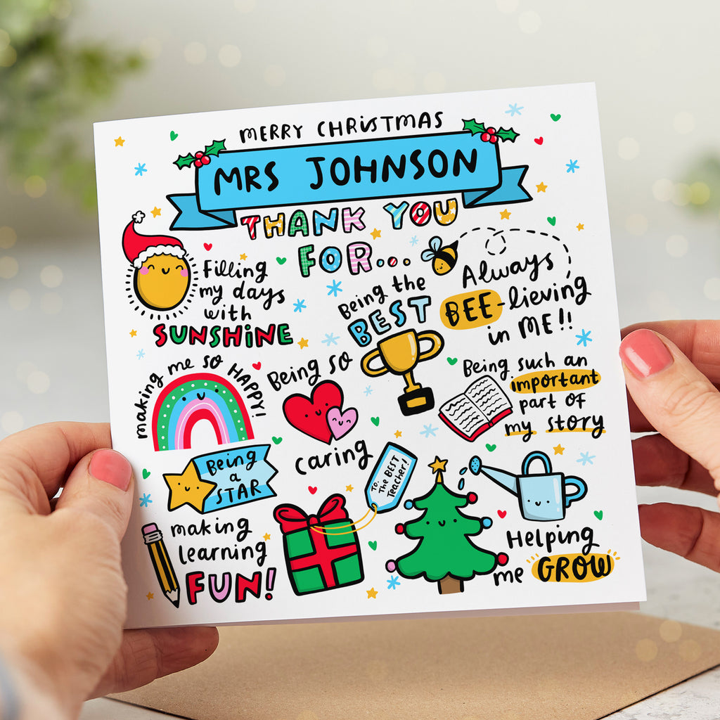 Personalised Teacher Christmas Card