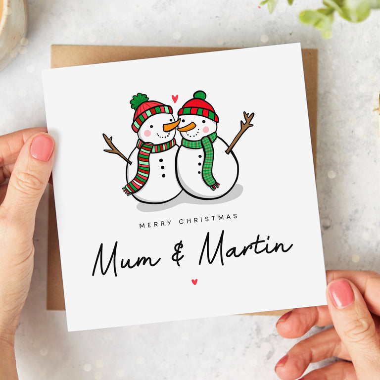 Mum and Partner Personalised Christmas Card