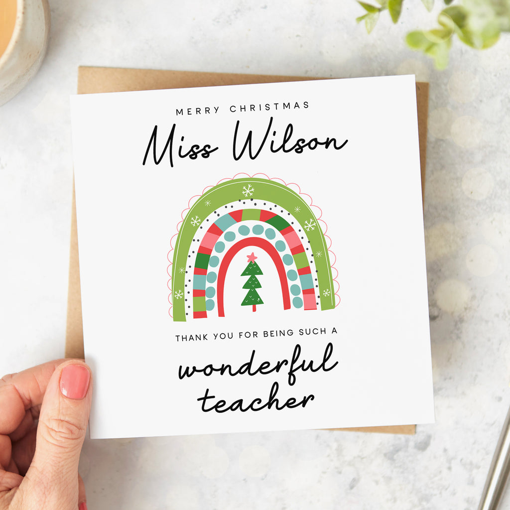 Personalised Christmas Card - Wonderful Teacher