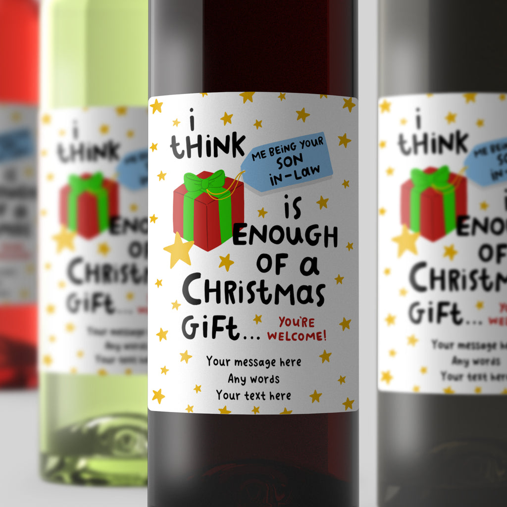 Personalised Christmas Wine Label - Son-in-Law Enough
