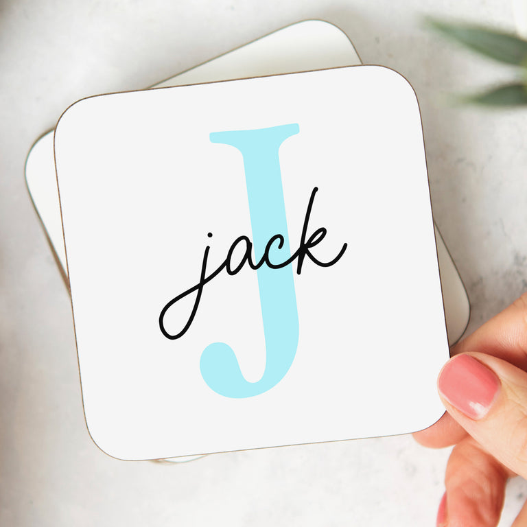 Personalised Coaster - Initial and Name Blue