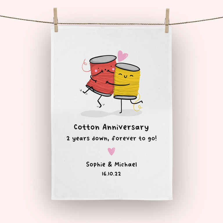 Personalised 2nd Anniversary Tea Towel