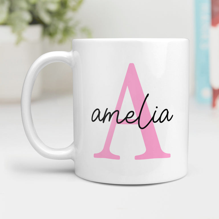 Personalised Mug - Initial and Name Pink