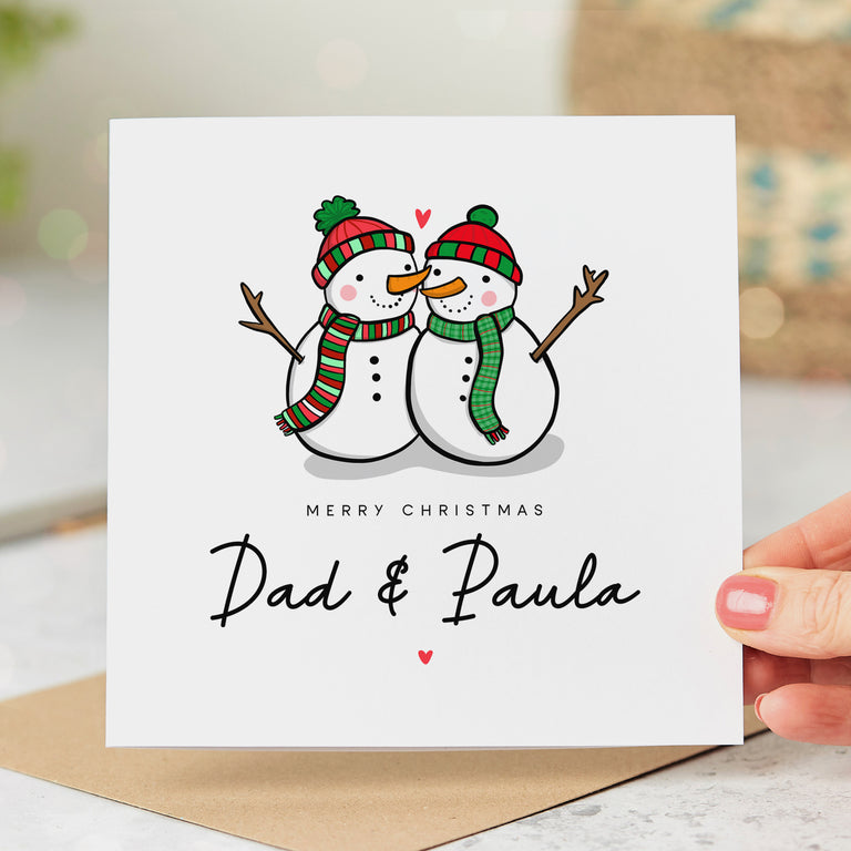 Dad and Partner Personalised Christmas Card