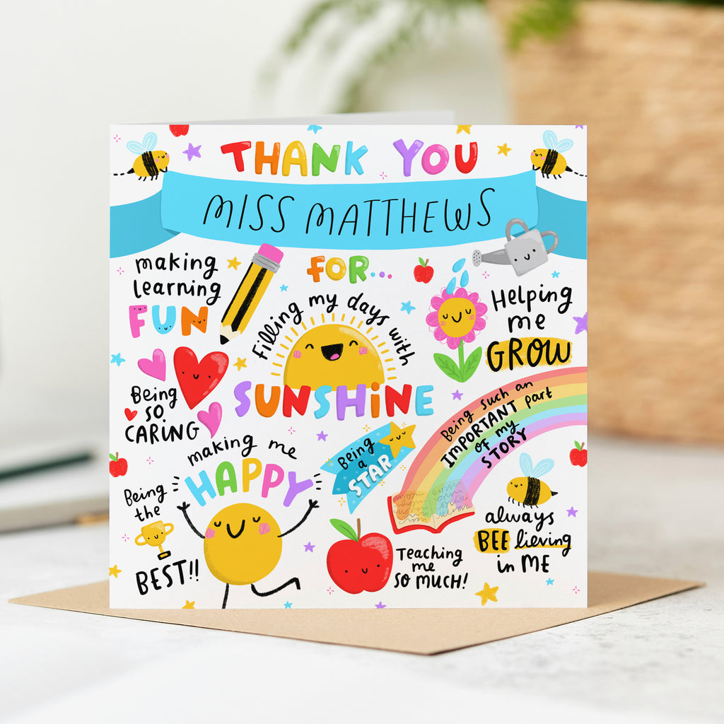 Personalised Teacher Thank You Card