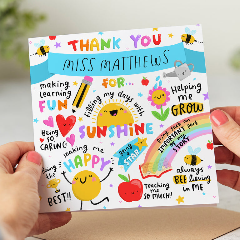 Personalised Teacher Thank You Card