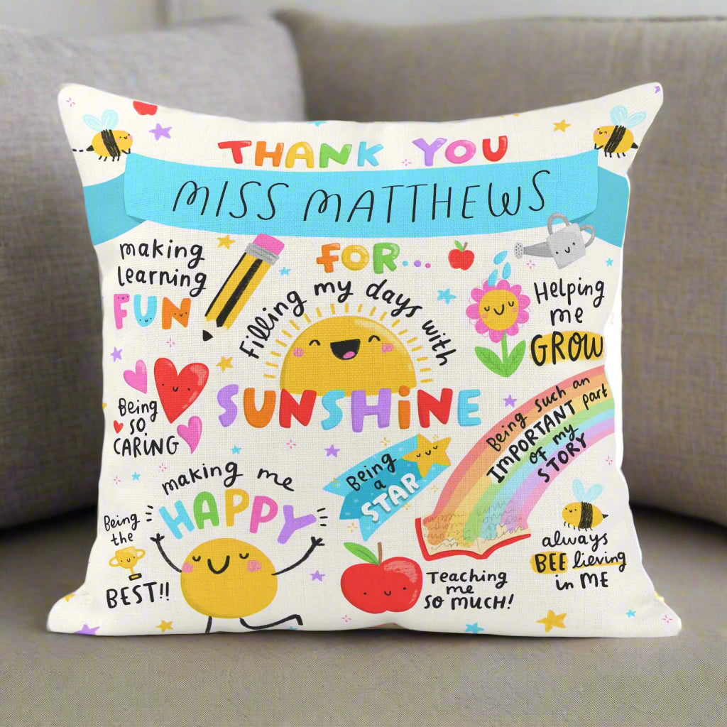 Personalised Teacher Thank You Cushion
