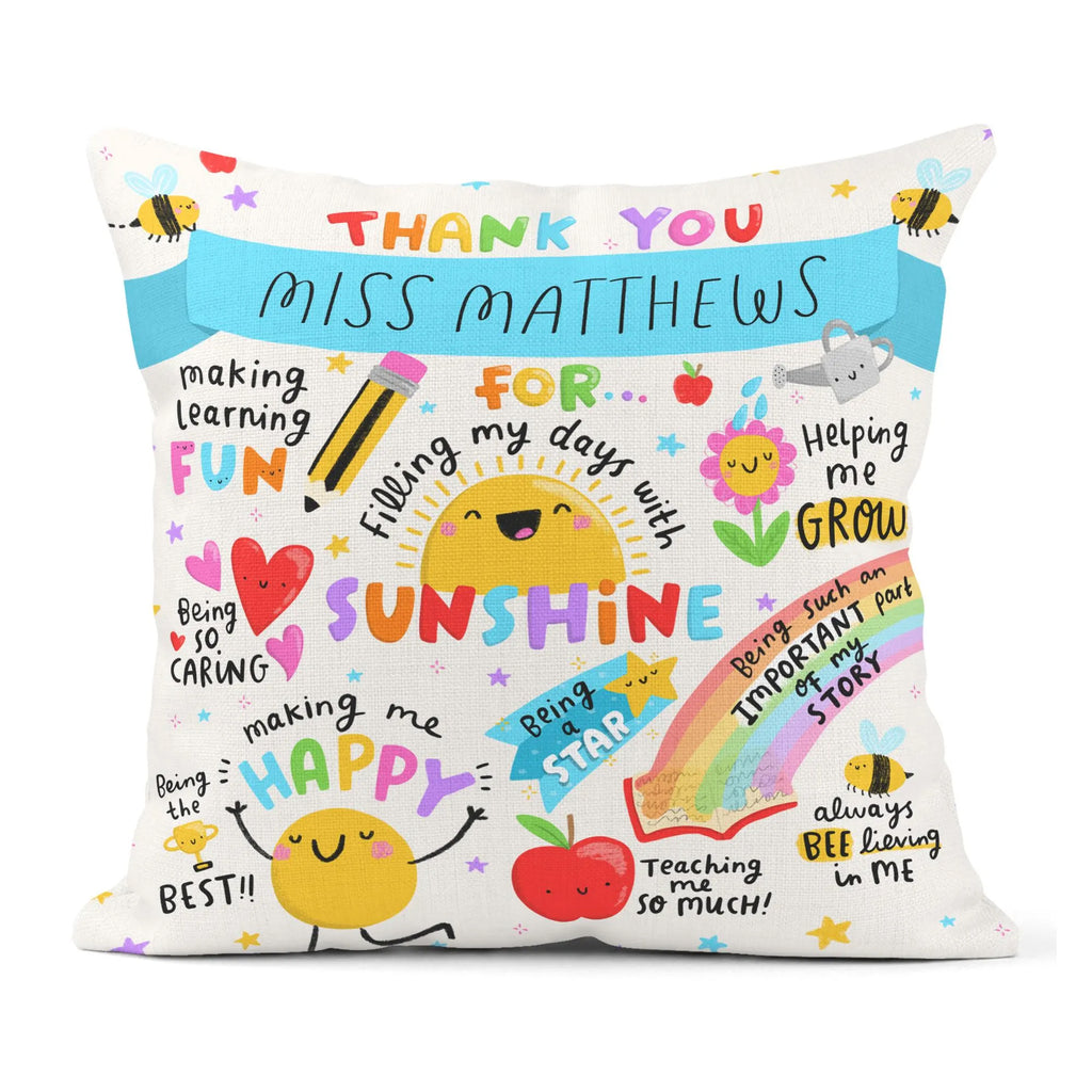 Personalised Teacher Thank You Cushion