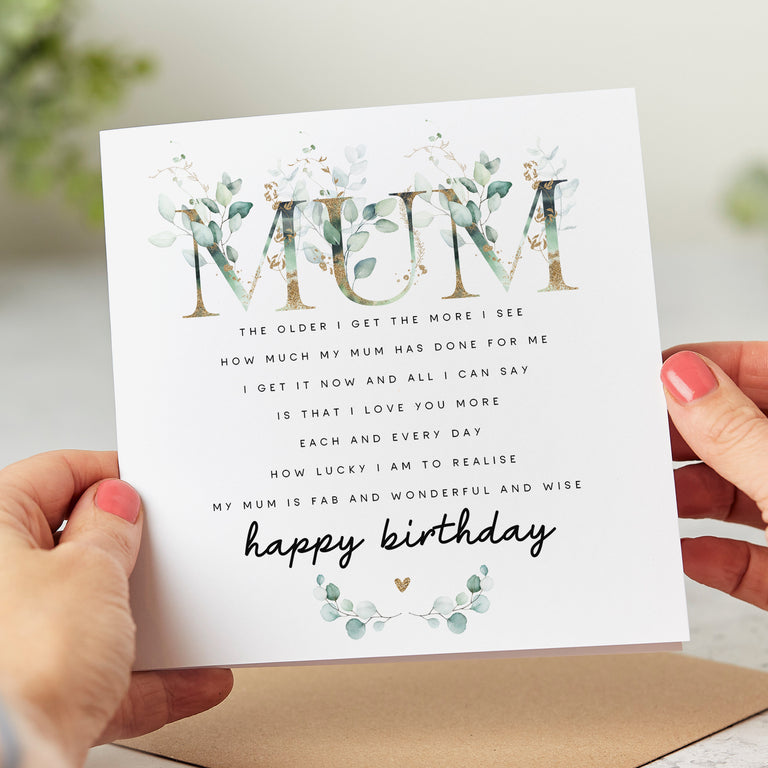 Poem for Mum Birthday Card