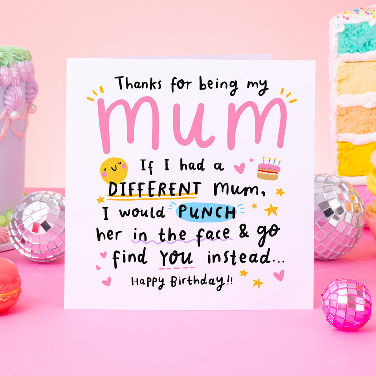 Mum - Punch Her In The Face Birthday Card