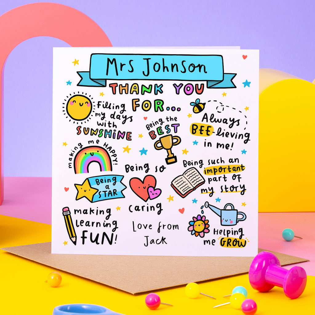 Teacher Thank You Personalised Card