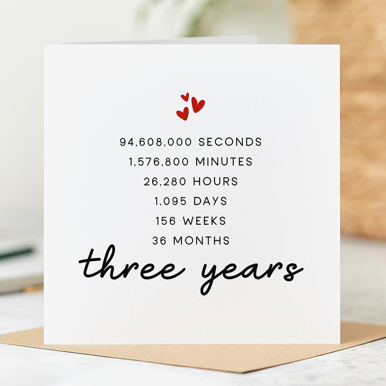 3rd Anniversary Card - 3 Years Countdown