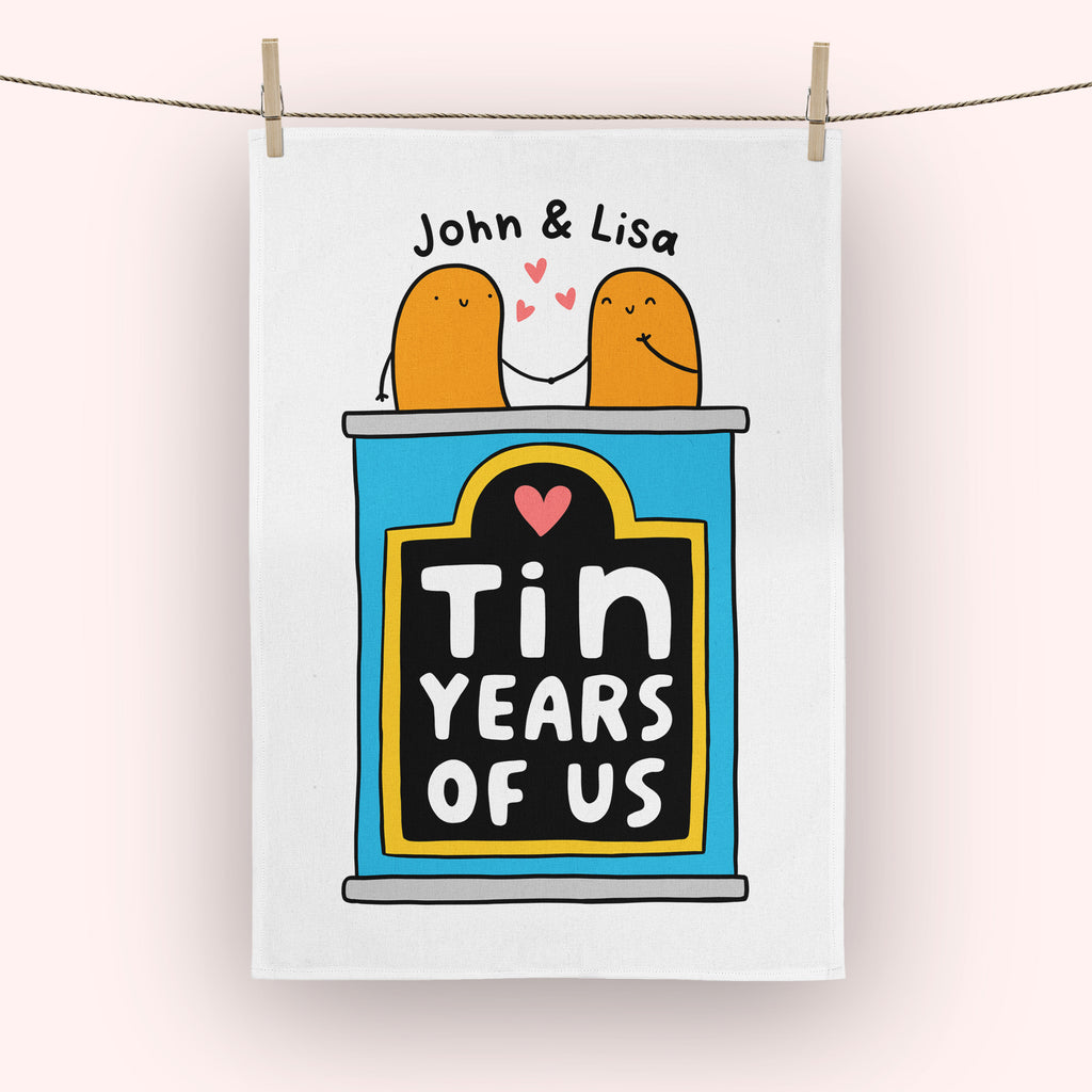 Tin Years of Us Personalised Tea Towel