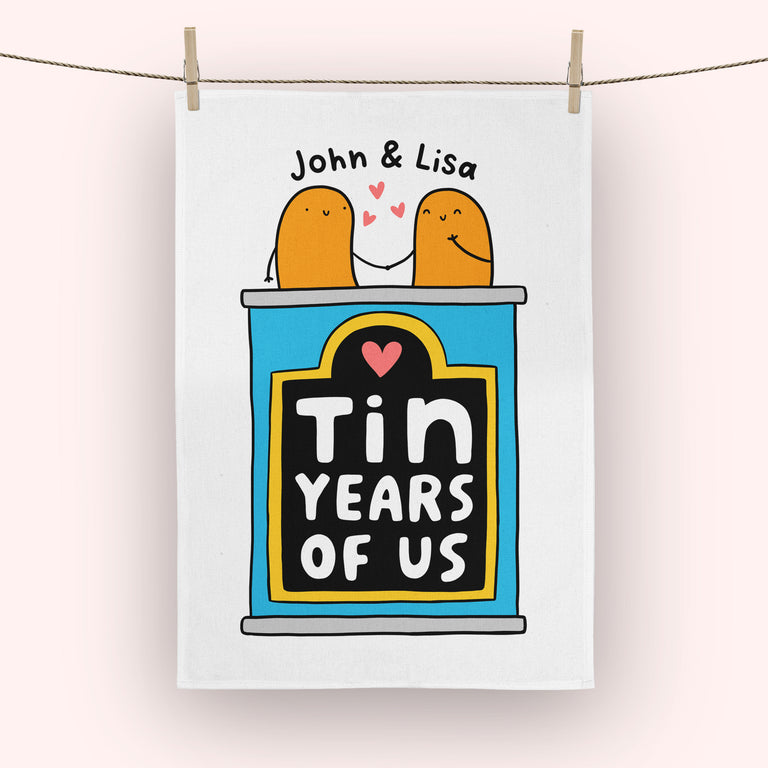 Tin Years of Us Personalised Tea Towel