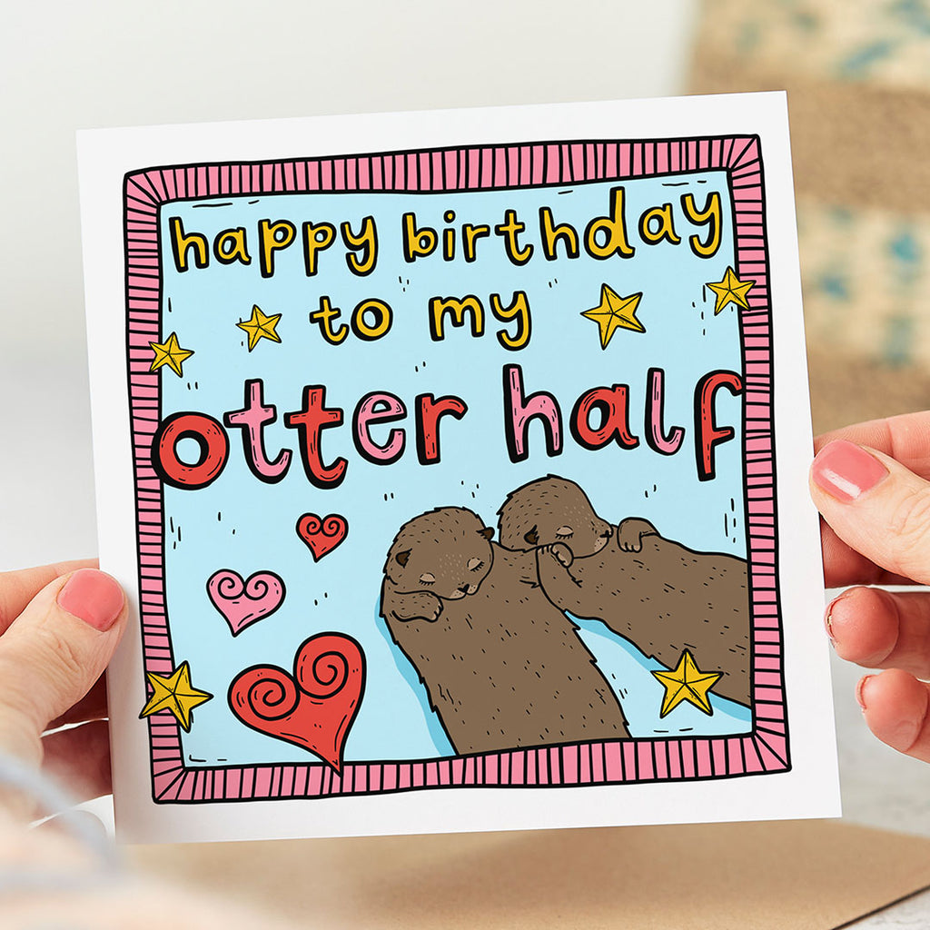 Otter Half Birthday Card