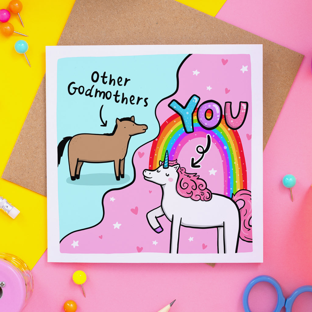Godmother Unicorn Birthday Card