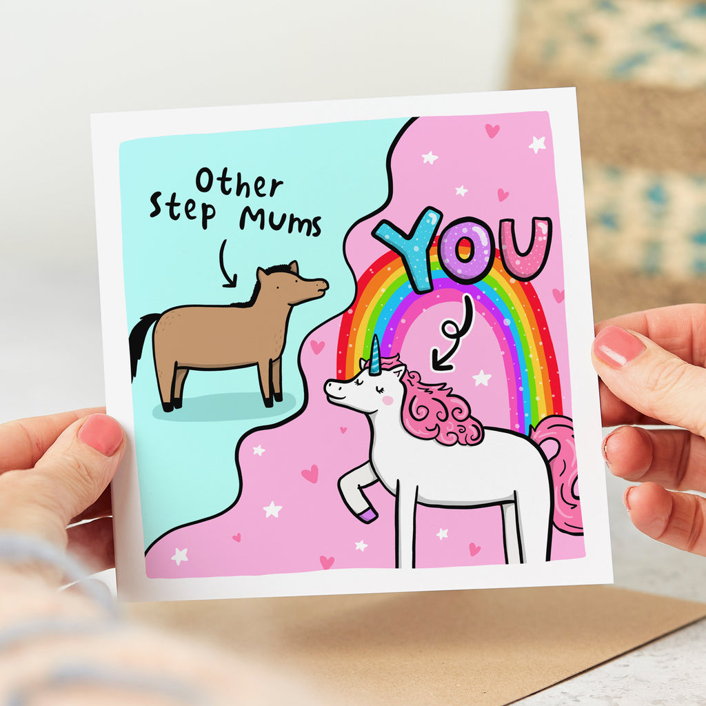 Step Mum Unicorn Birthday Card