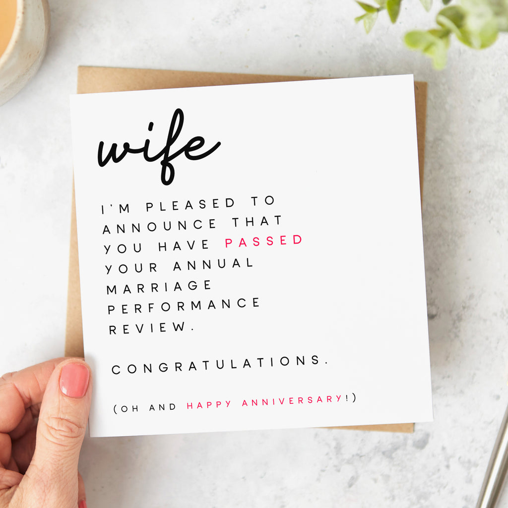 Wife Performance Review Anniversary Card