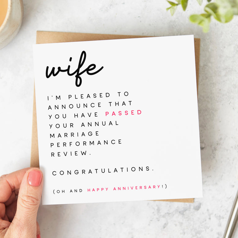 Wife Performance Review Anniversary Card