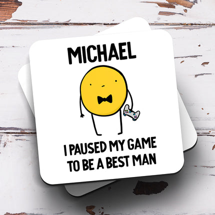 Paused My Game Personalised Best Man Coaster - Arrow Gift Co