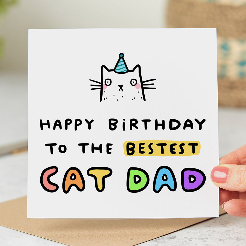 Bestest Cat Dad Birthday Card
