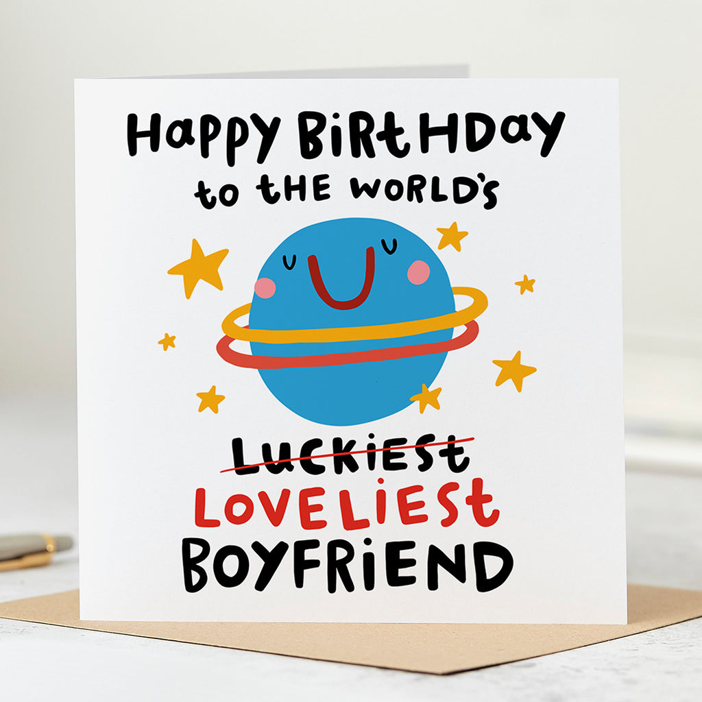 Luckiest Loveliest Boyfriend Birthday Card